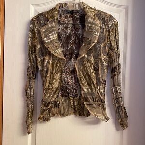 Neon Buddha Textured Jacket in Gold and Brown